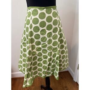 Boden Green and White Polka-Dot A-Line Skirt